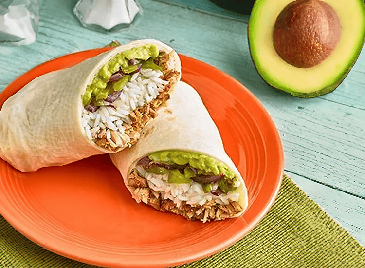 Simple Avocado Pulled Pork Burrito
