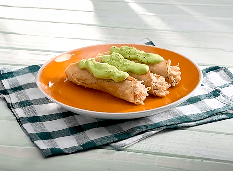 Chicken Flautas with Creamy Avocado Sauce