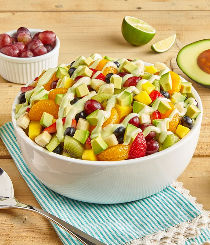Avocado Fruit Salad with Coconut Lime Dressing
