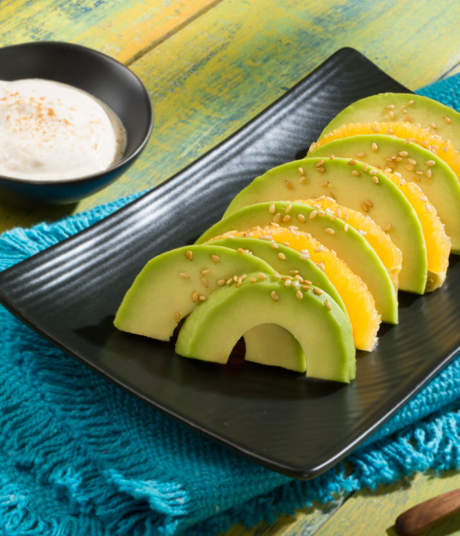Avocado and Orange Salad with Tahini Yogurt Sauce