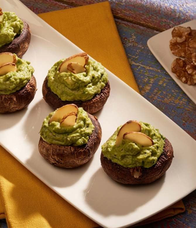Avocado and Spinach Stuffed Mushrooms