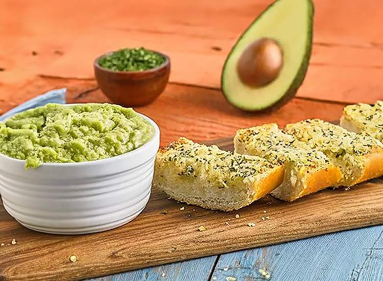 Avocado Dip with Garlic Bread