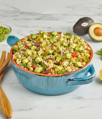 Avocado, Tomato & Basil Pasta Salad with Pesto Avocado Dressing