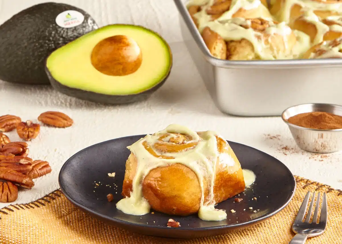 Cinnamon Rolls with Maple Avocado Cream Cheese Frosting