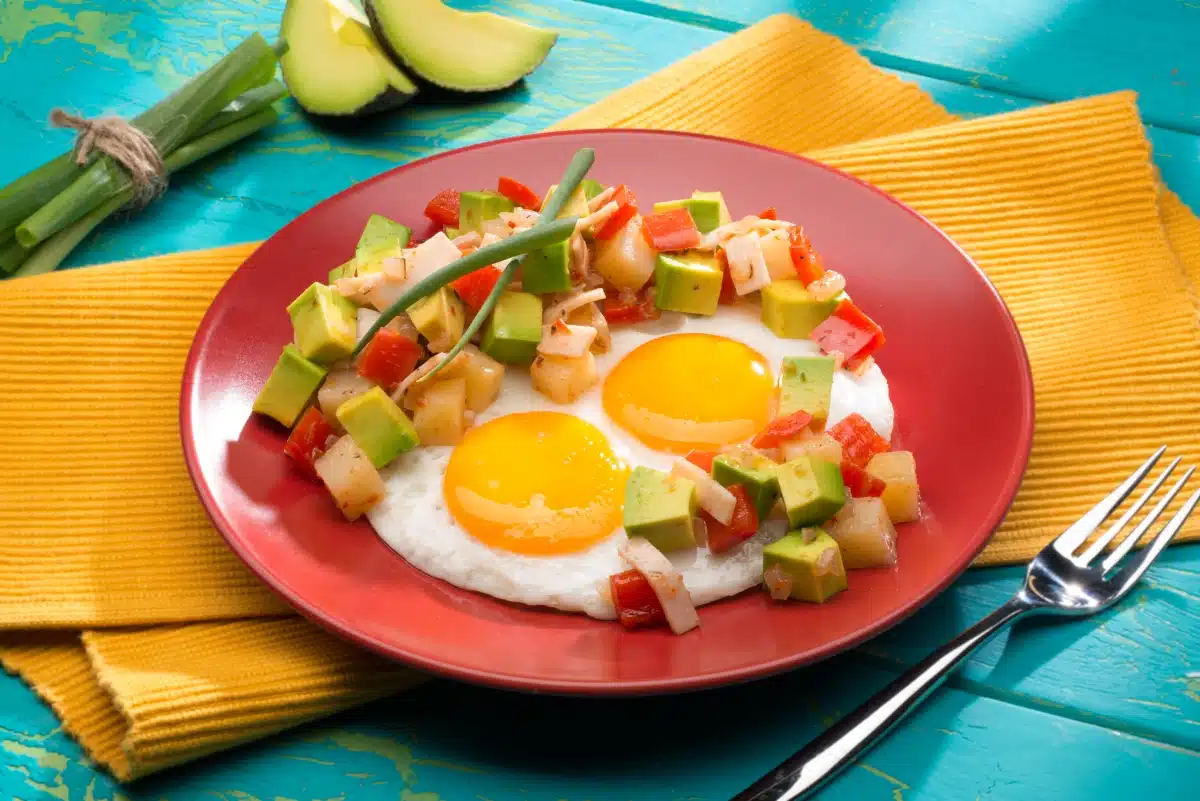 Avocado and Potato Hash With Eggs