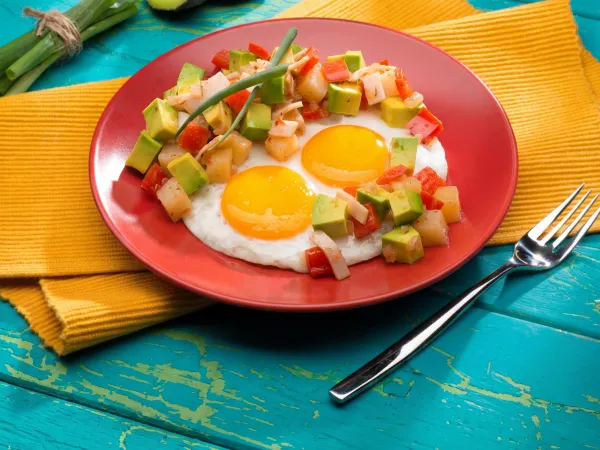 Avocado and Potato Hash With Eggs