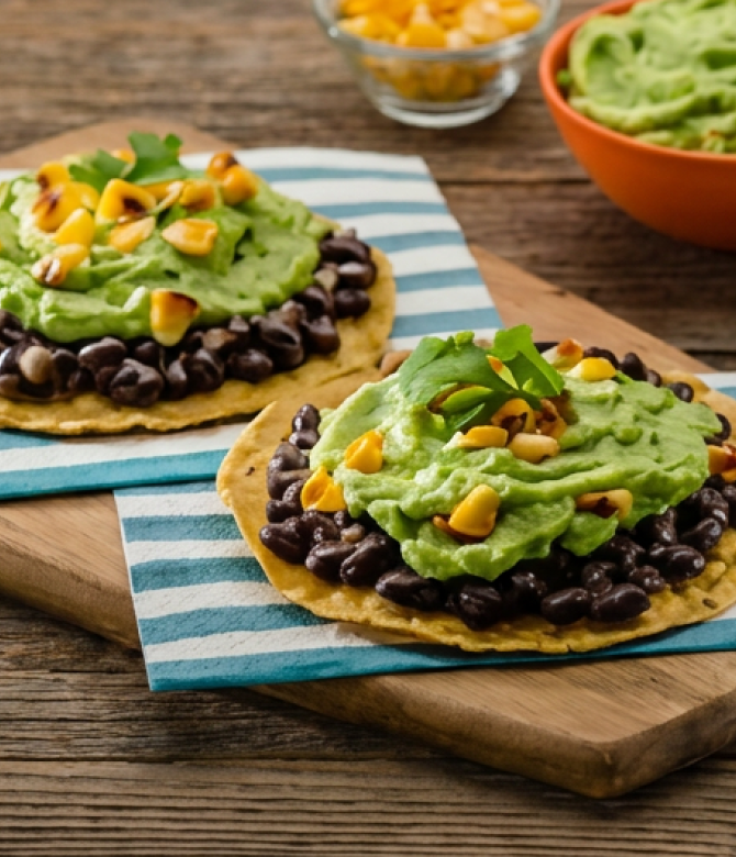 Tostadas De Aguacate y Frijoles Negros
