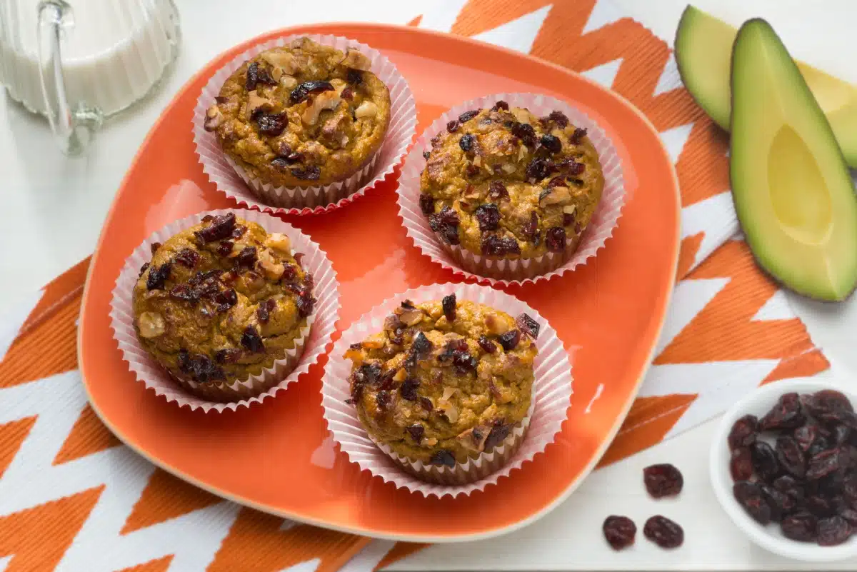Pumpkin Cranberry Avocado Muffins
